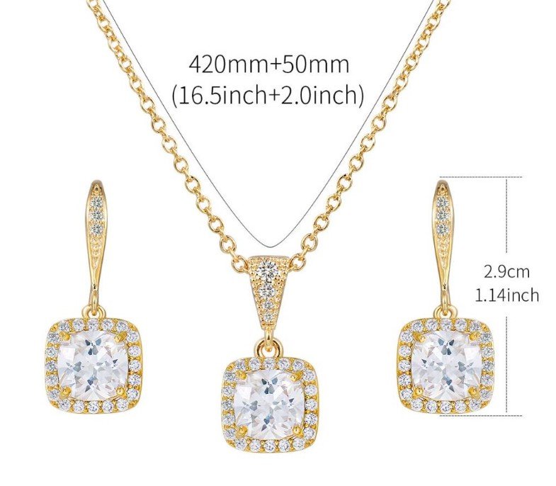 Square Diamond Jewelry Set for Women NE371-2