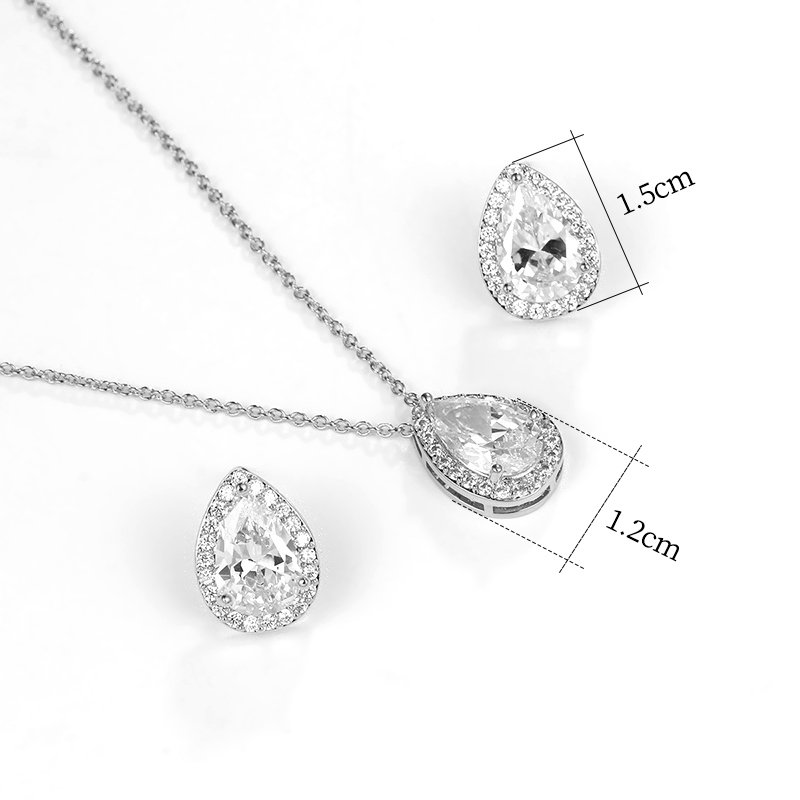 Silver Necklace Earrings Jewelry Set - 图片 2