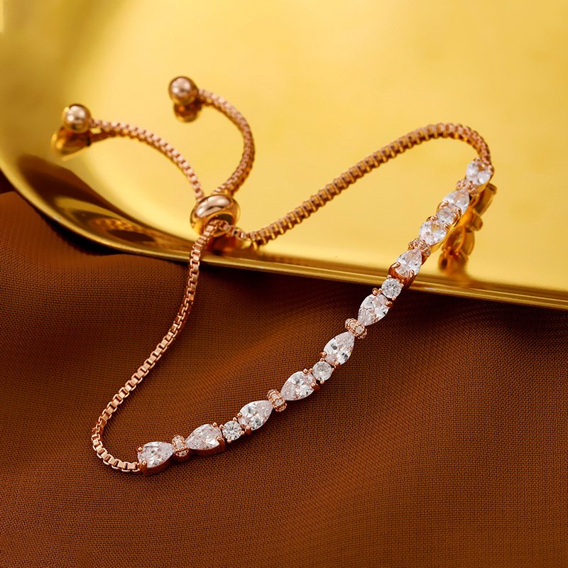 A sliver bracelet inlaid with multiple shining zirconia stones arranged in a row SL061-1 - 图片 7