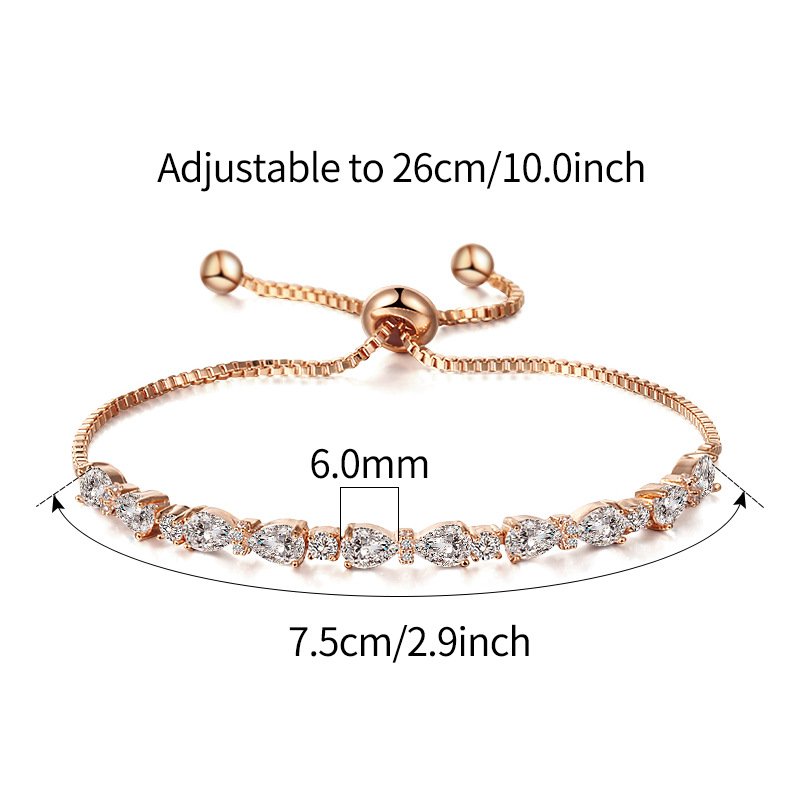 A sliver bracelet inlaid with multiple shining zirconia stones arranged in a row SL061-1 - 图片 2