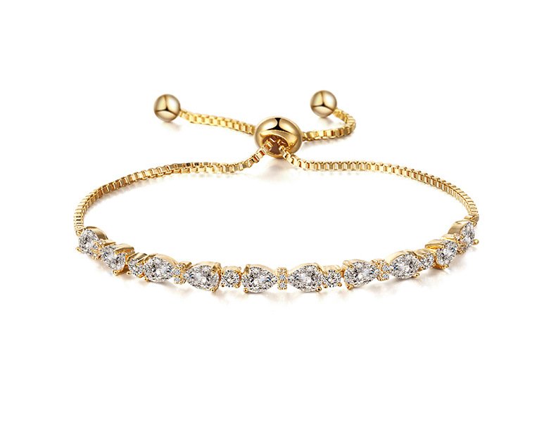 A sliver bracelet inlaid with multiple shining zirconia stones arranged in a row SL061-1 - 图片 4